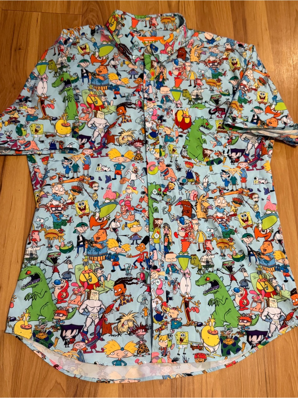 RSVLTS 90’s Cartoon Character Top - Light Blue Multi XL